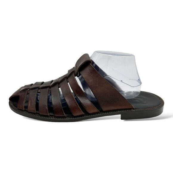 Tommy Bahama Vintage Slip-On Mule Dark Brown Leather Fisherman Sandals Sz 10 - Picture 1 of 15